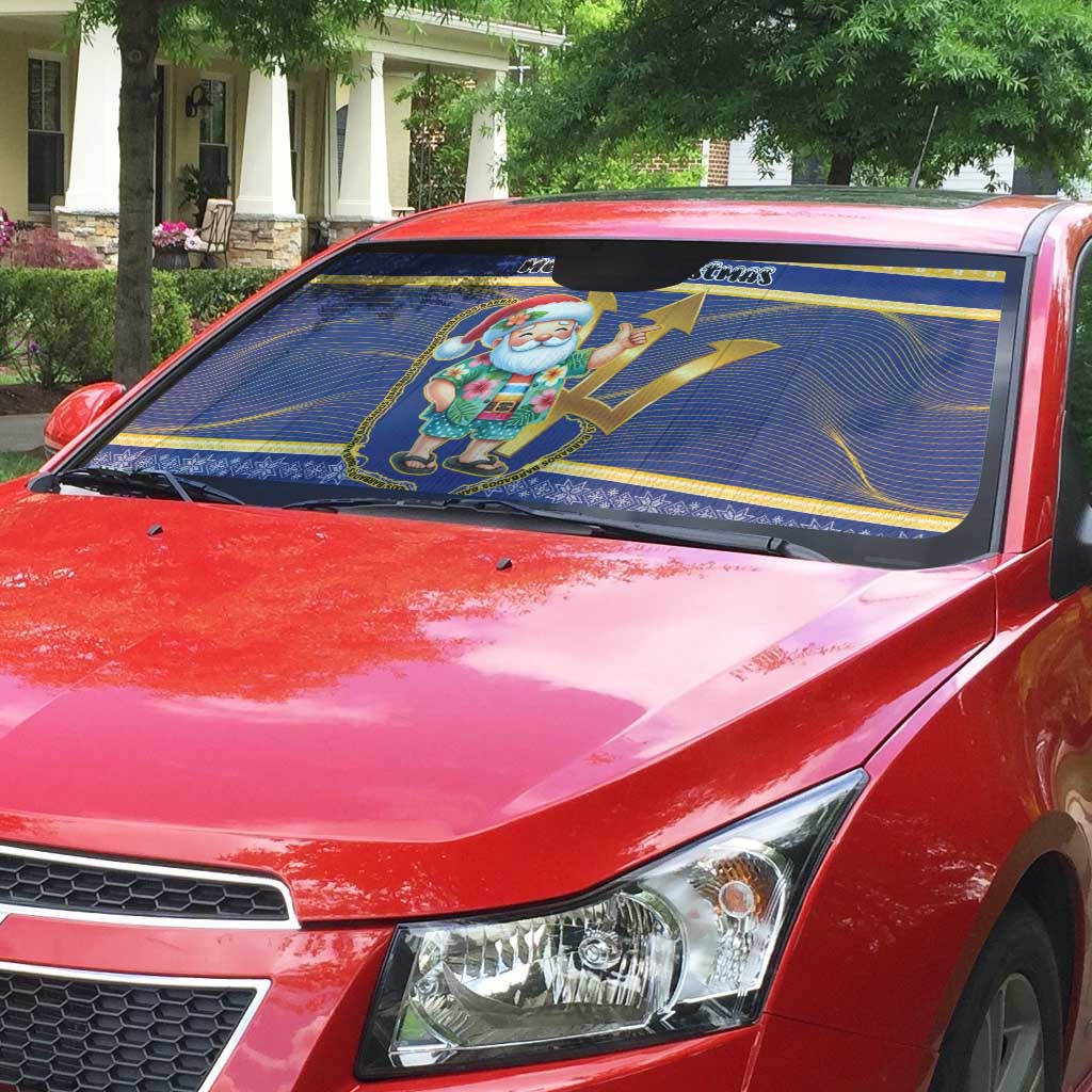Barbados Christmas Auto Sun Shade Bajan Map Santa Trident - Wonder Print Shop