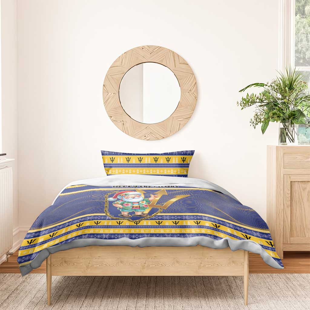 Barbados Christmas Bedding Set Bajan Map Santa Trident - Wonder Print Shop