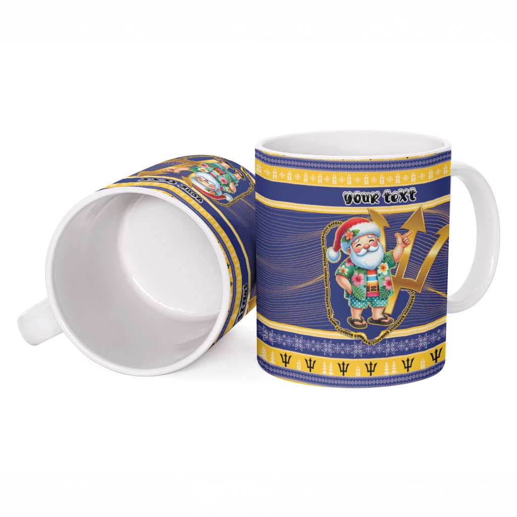 Personalized Barbados Christmas Ceramic Mug Bajan Map Santa Trident - Wonder Print Shop