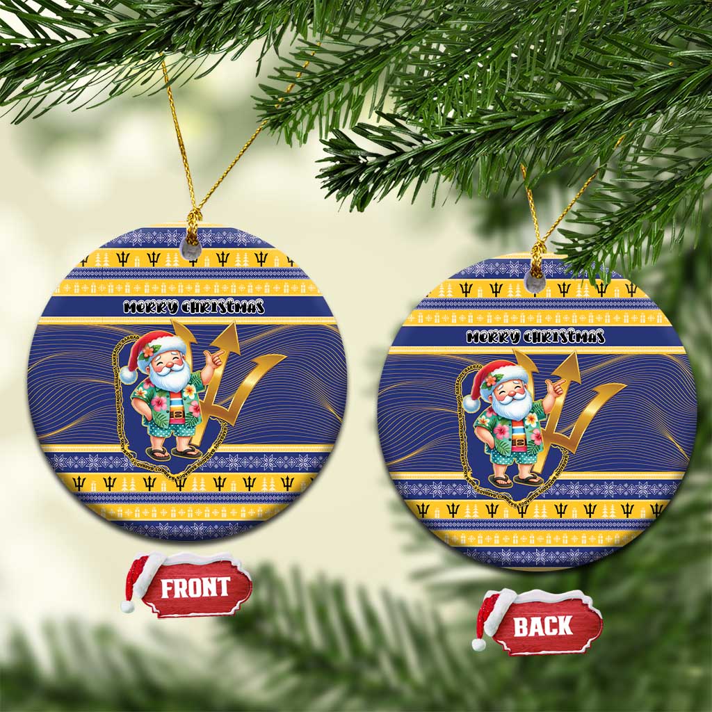 Barbados Christmas Ceramic Ornament Bajan Map Santa Trident - Wonder Print Shop