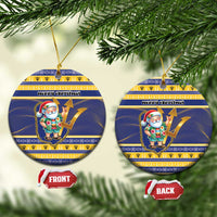 Barbados Christmas Ceramic Ornament Bajan Map Santa Trident - Wonder Print Shop