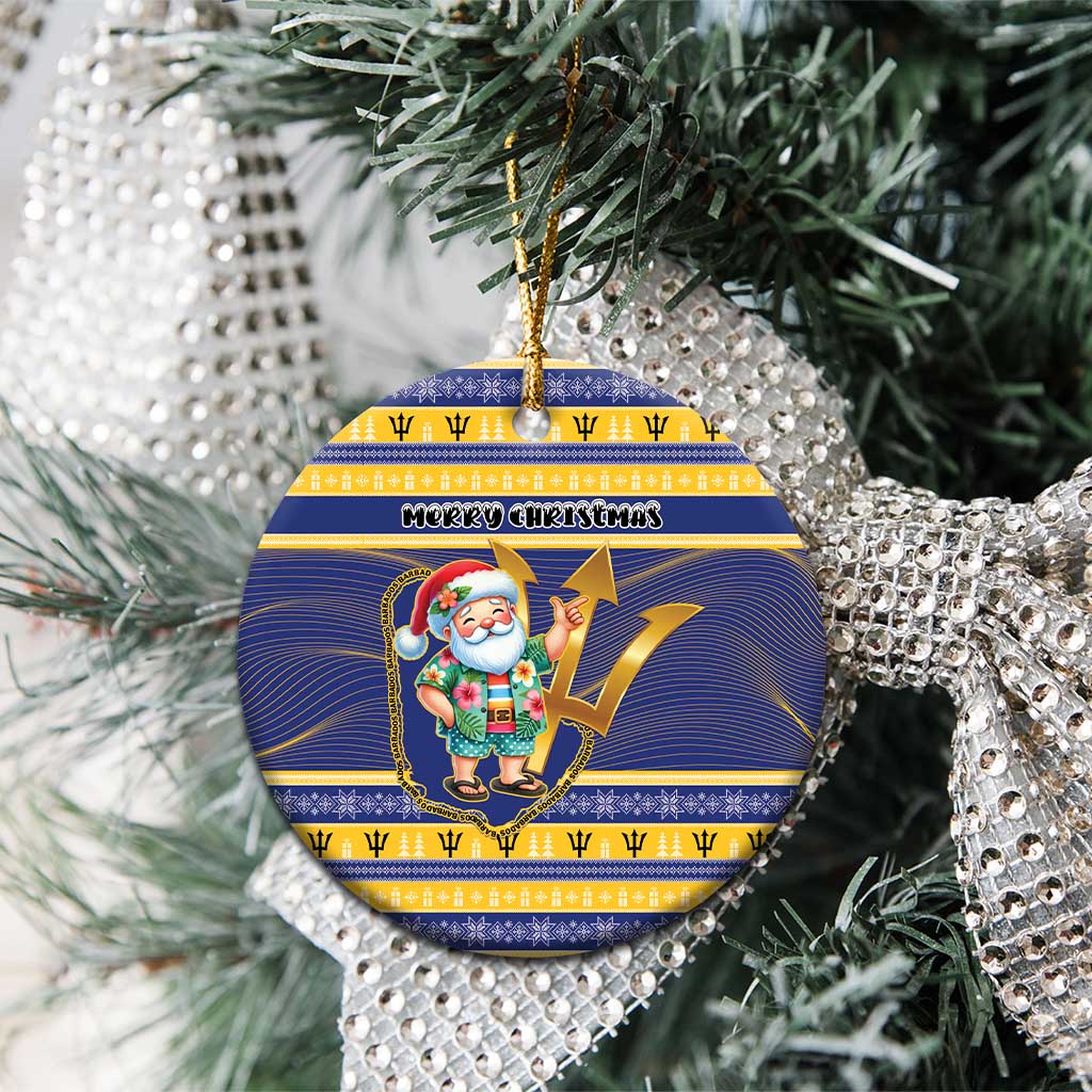 Barbados Christmas Ceramic Ornament Bajan Map Santa Trident - Wonder Print Shop