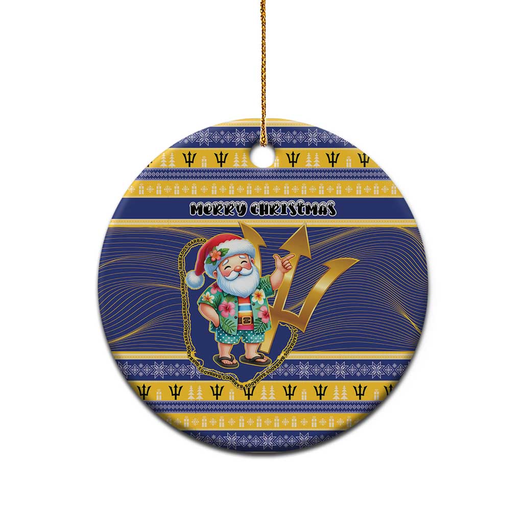Barbados Christmas Ceramic Ornament Bajan Map Santa Trident - Wonder Print Shop
