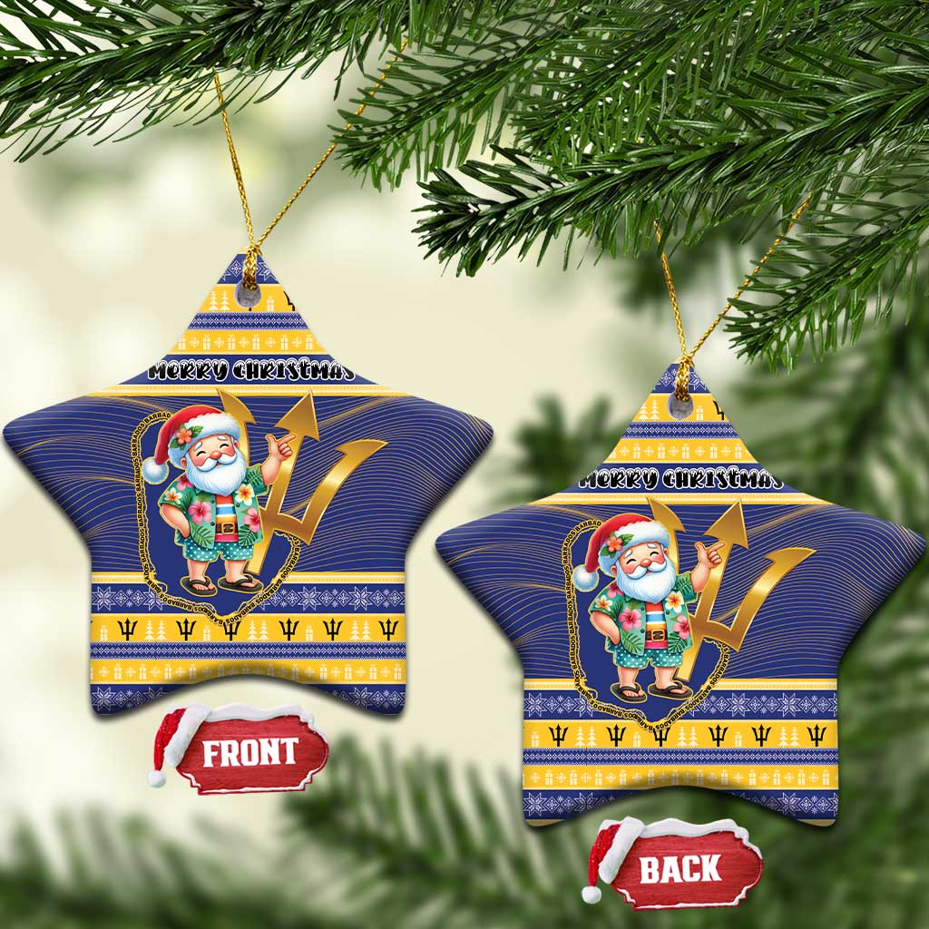 Barbados Christmas Ceramic Ornament Bajan Map Santa Trident - Wonder Print Shop