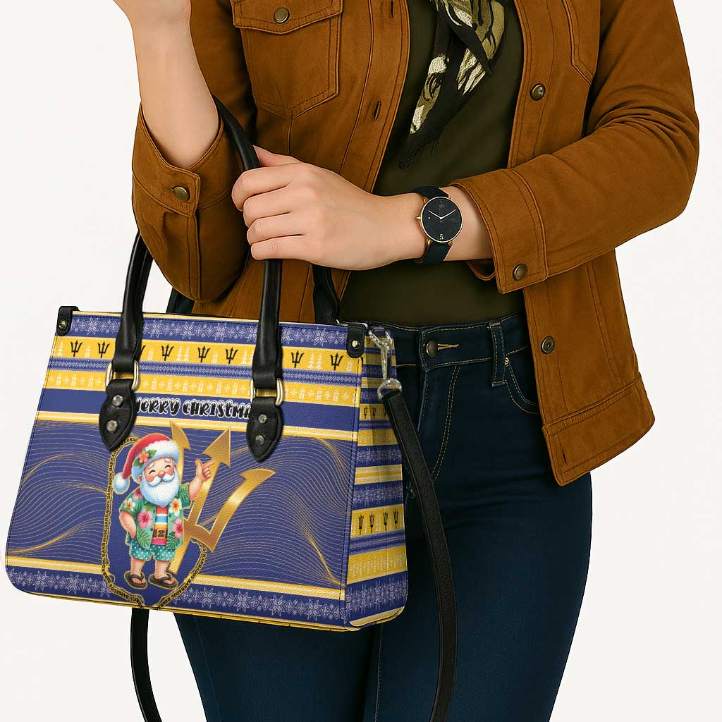 Barbados Christmas Leather Bag Bajan Map Santa Trident - Wonder Print Shop