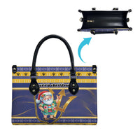 Barbados Christmas Leather Bag Bajan Map Santa Trident - Wonder Print Shop