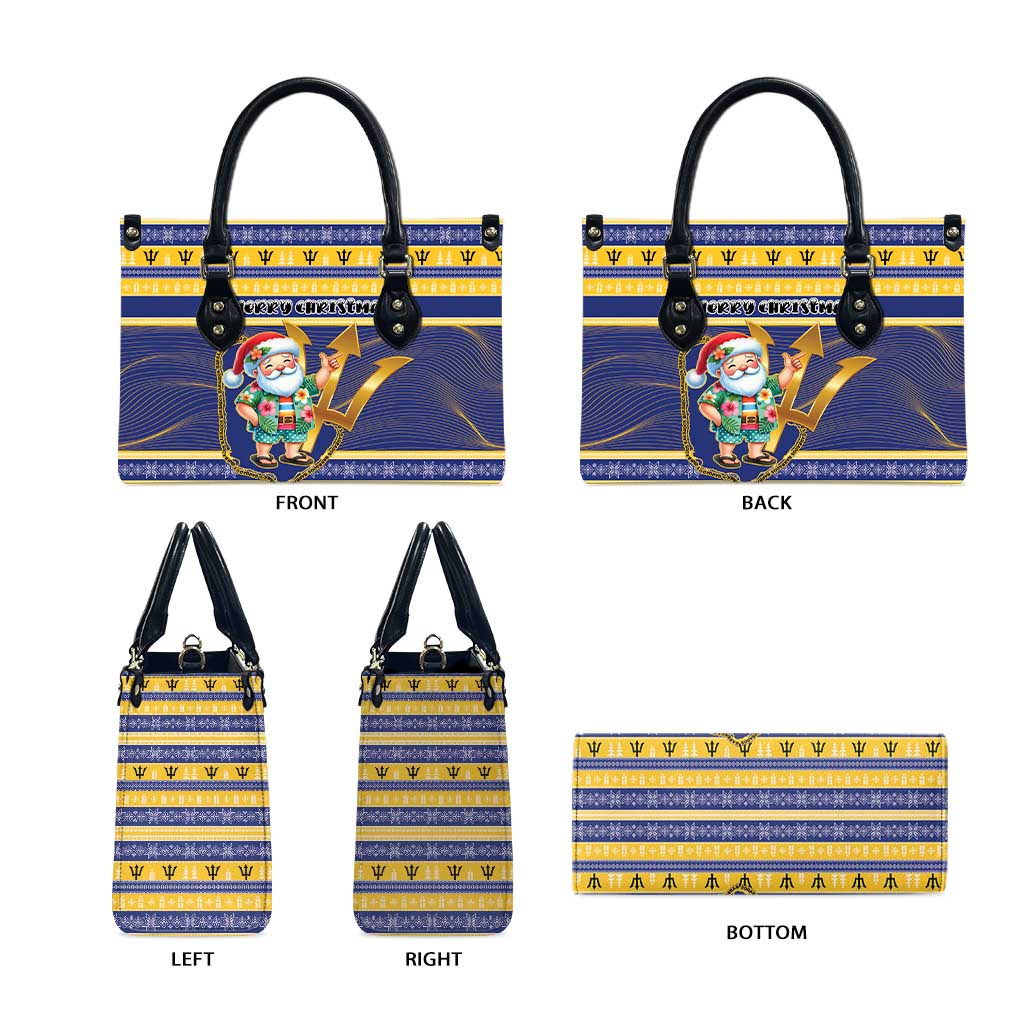 Barbados Christmas Leather Bag Bajan Map Santa Trident - Wonder Print Shop