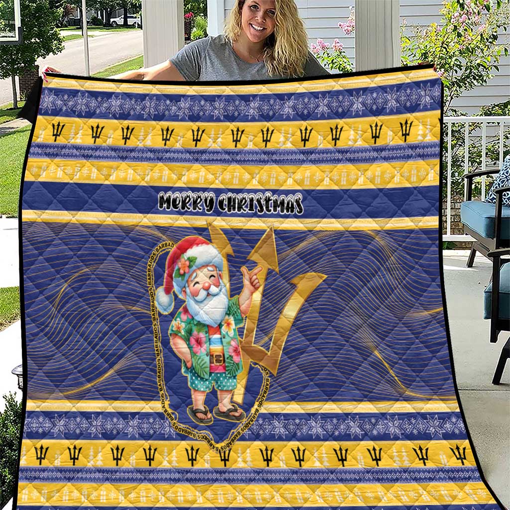 Barbados Christmas Quilt Bajan Map Santa Trident - Wonder Print Shop