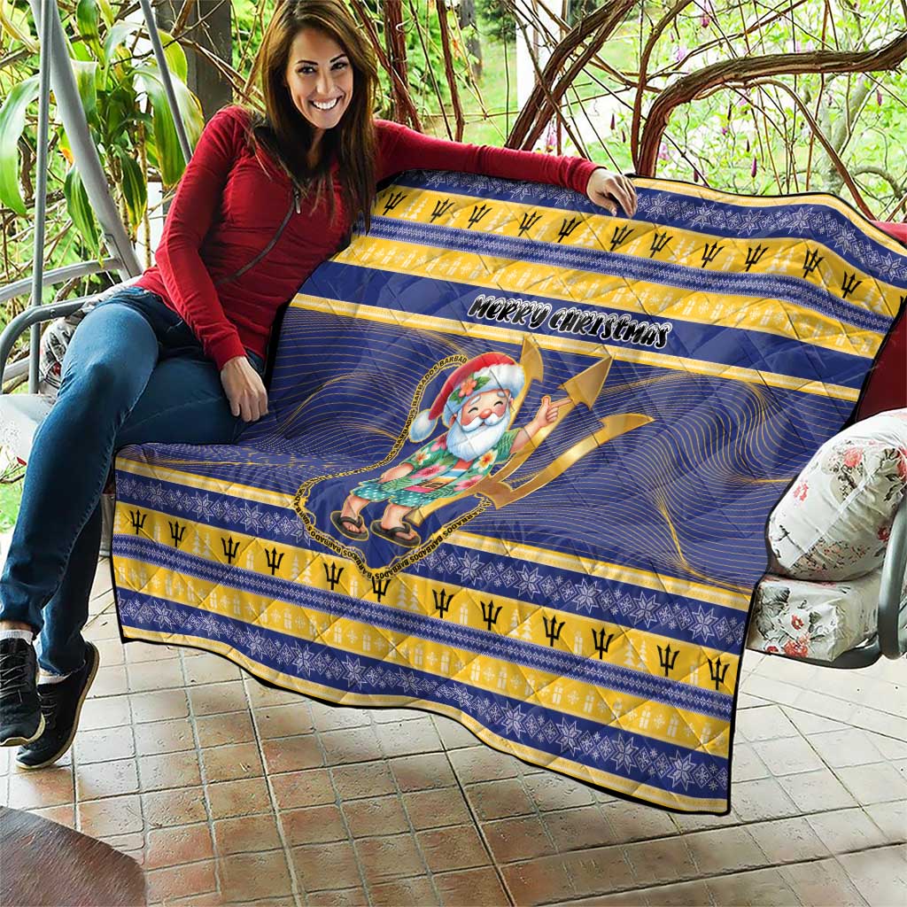 Barbados Christmas Quilt Bajan Map Santa Trident - Wonder Print Shop