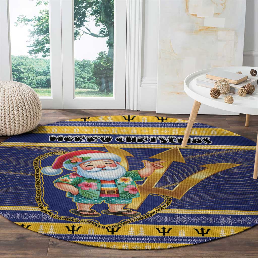 Barbados Christmas Round Carpet Bajan Map Santa Trident - Wonder Print Shop