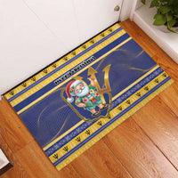 Barbados Christmas Rubber Doormat Bajan Map Santa Trident - Wonder Print Shop