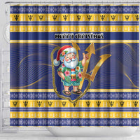 Barbados Christmas Shower Curtain Bajan Map Santa Trident - Wonder Print Shop