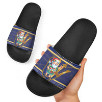 Barbados Christmas Slide Sandals Bajan Map Santa Trident - Wonder Print Shop