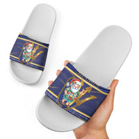 Barbados Christmas Slide Sandals Bajan Map Santa Trident - Wonder Print Shop