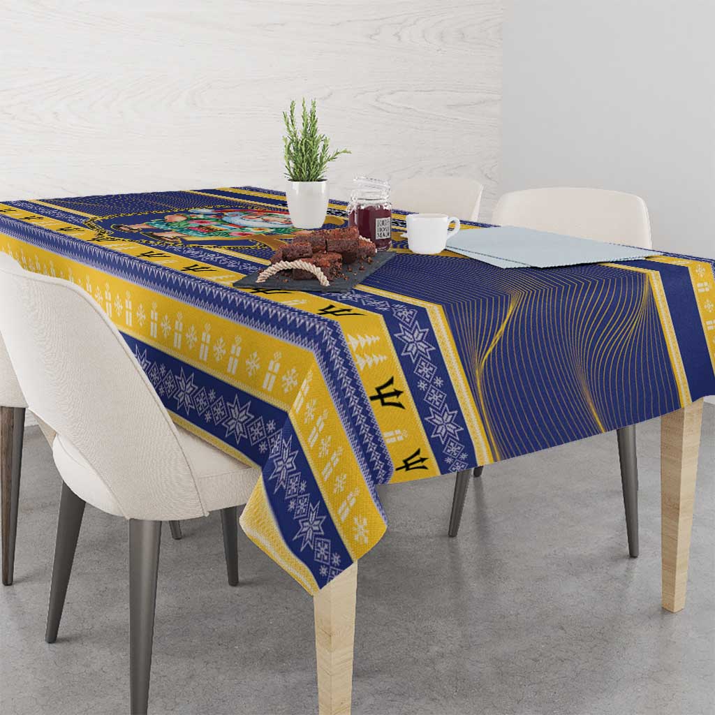 Barbados Christmas Tablecloth Bajan Map Santa Trident - Wonder Print Shop