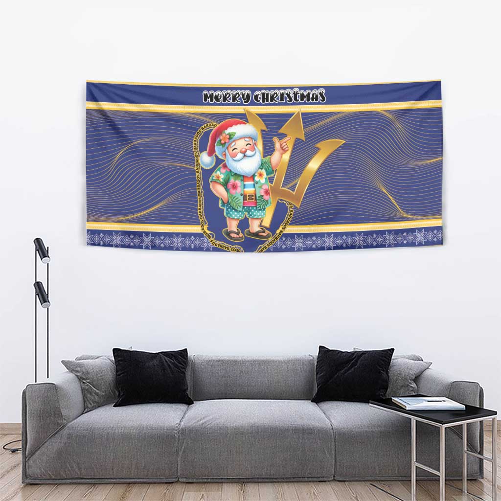 Barbados Christmas Tapestry Bajan Map Santa Trident - Wonder Print Shop