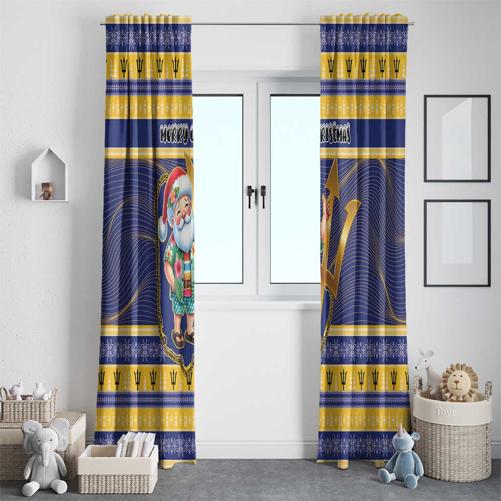 Barbados Christmas Window Curtain Bajan Map Santa Trident - Wonder Print Shop