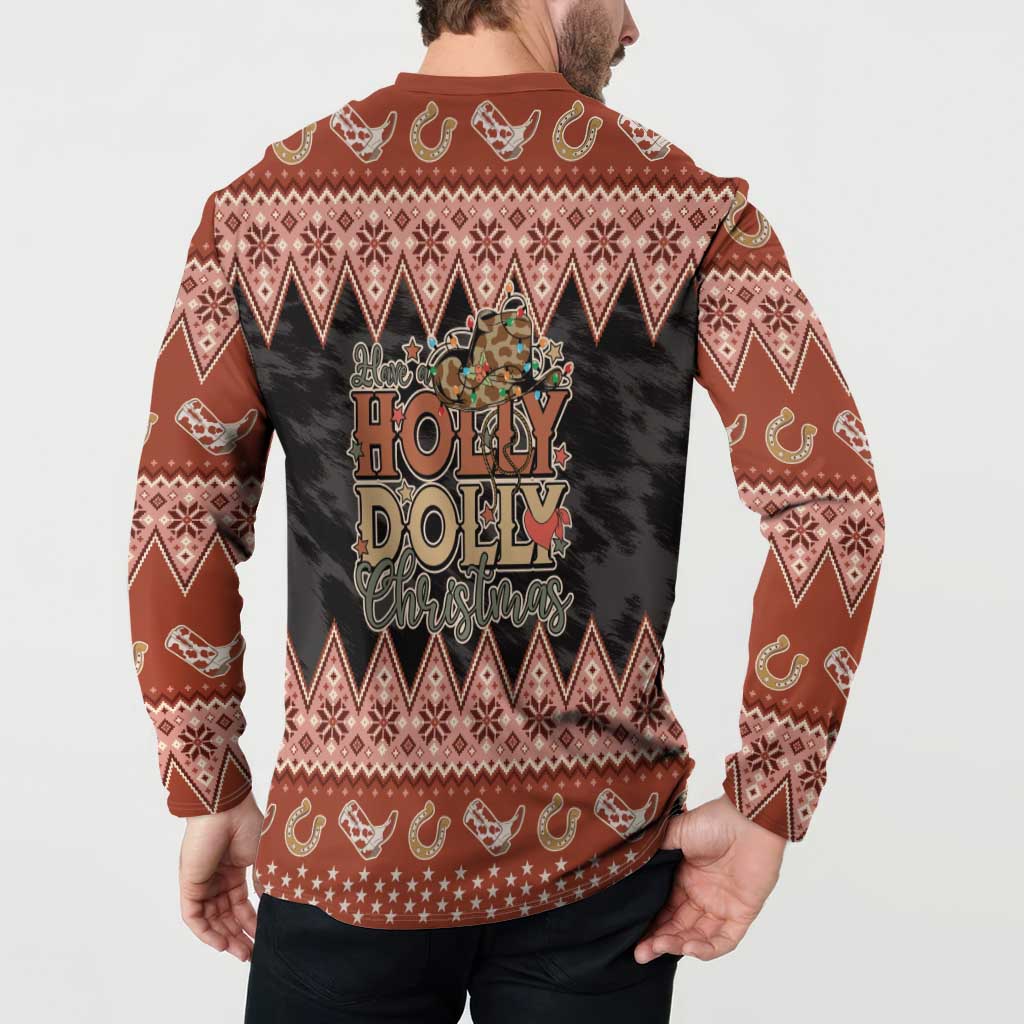 Howdy Christmas Button Sweatshirt Have a Holly Jolly Christmas - Wonder Print Shop