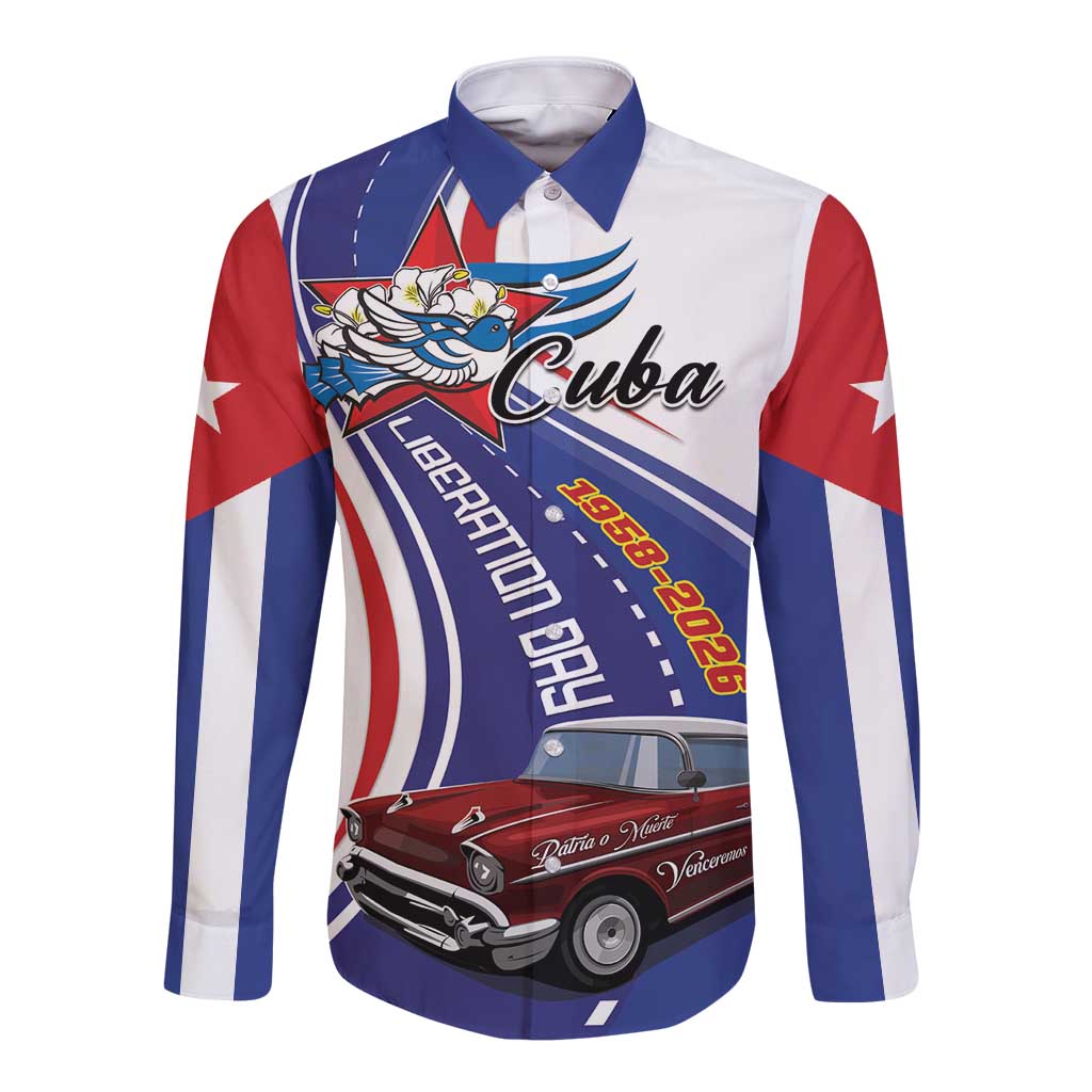 Personalized Cuba Liberation Day 1958-2026 Long Sleeve Button Shirt Cuba Libre Car - Wonder Print Shop