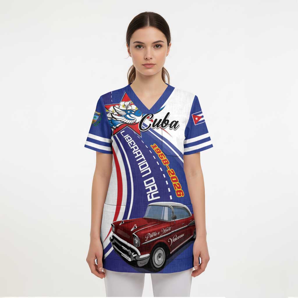 Personalized Cuba Liberation Day 1958-2026 Scrub Top Cuba Libre Car - Wonder Print Shop