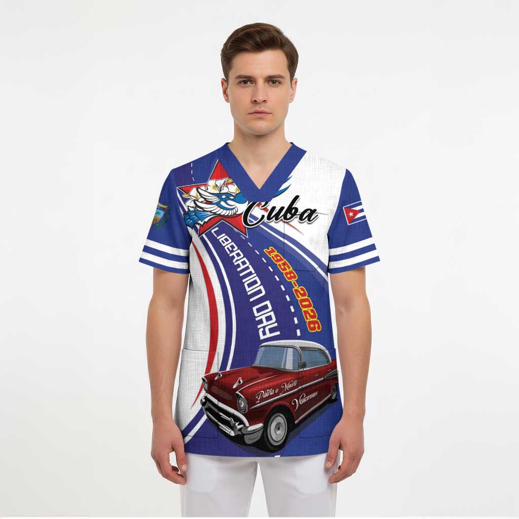 Personalized Cuba Liberation Day 1958-2026 Scrub Top Cuba Libre Car - Wonder Print Shop