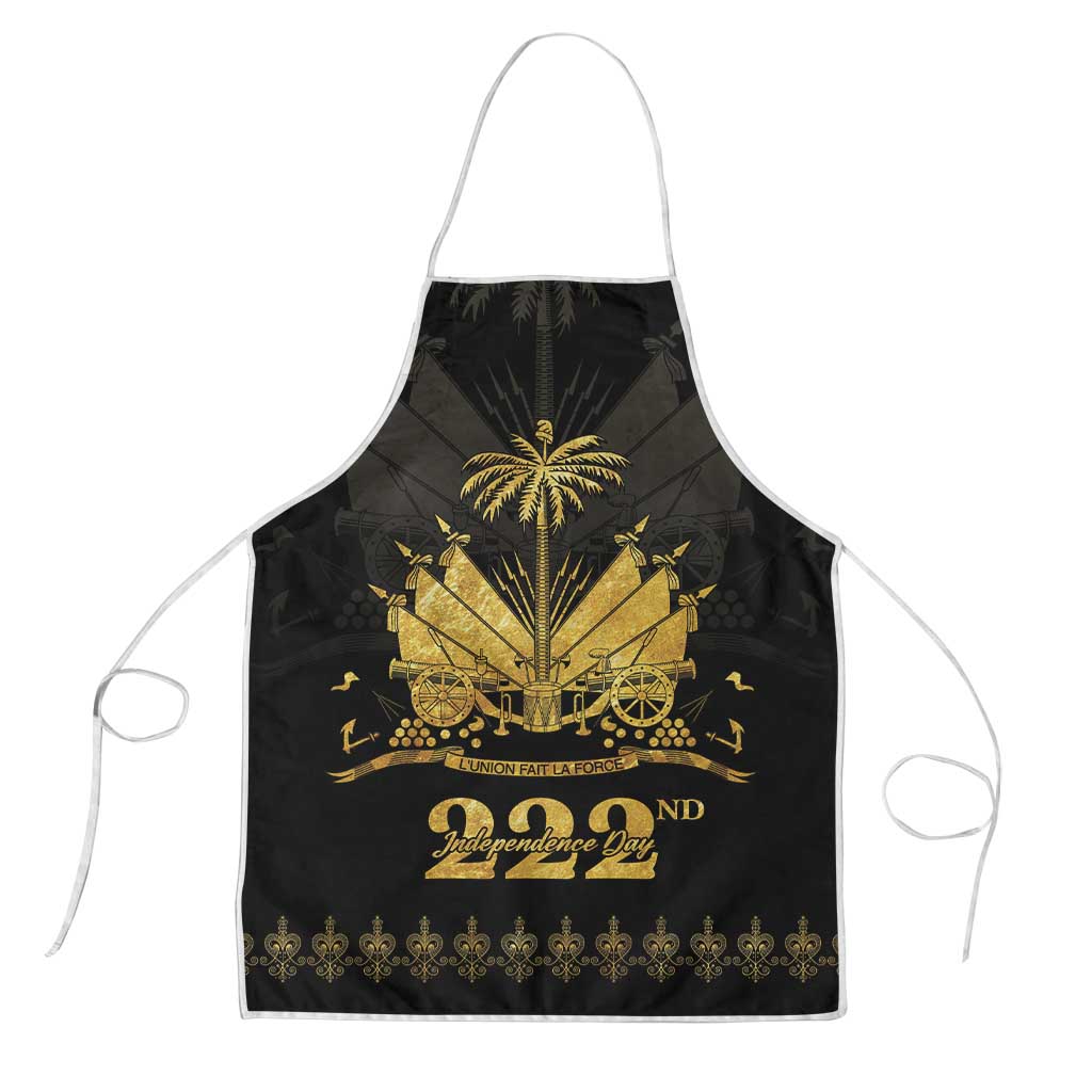 Ayiti 222nd Independence Day Anniversary Apron Haiti Gold VeVe Pattern - Wonder Print Shop
