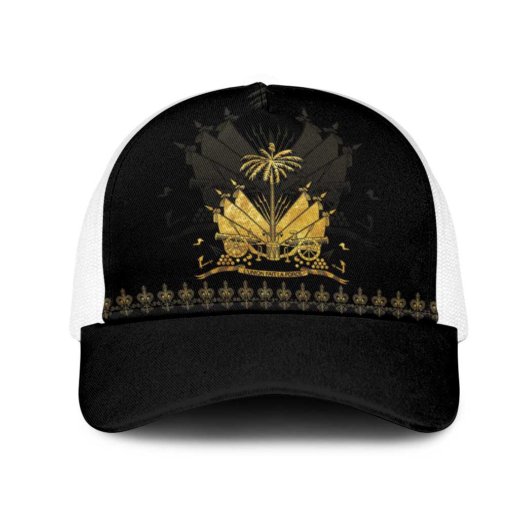 Ayiti 222nd Independence Day Anniversary Baseball Net Cap Haiti Gold VeVe Pattern - Wonder Print Shop