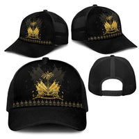 Ayiti 222nd Independence Day Anniversary Baseball Net Cap Haiti Gold VeVe Pattern - Wonder Print Shop