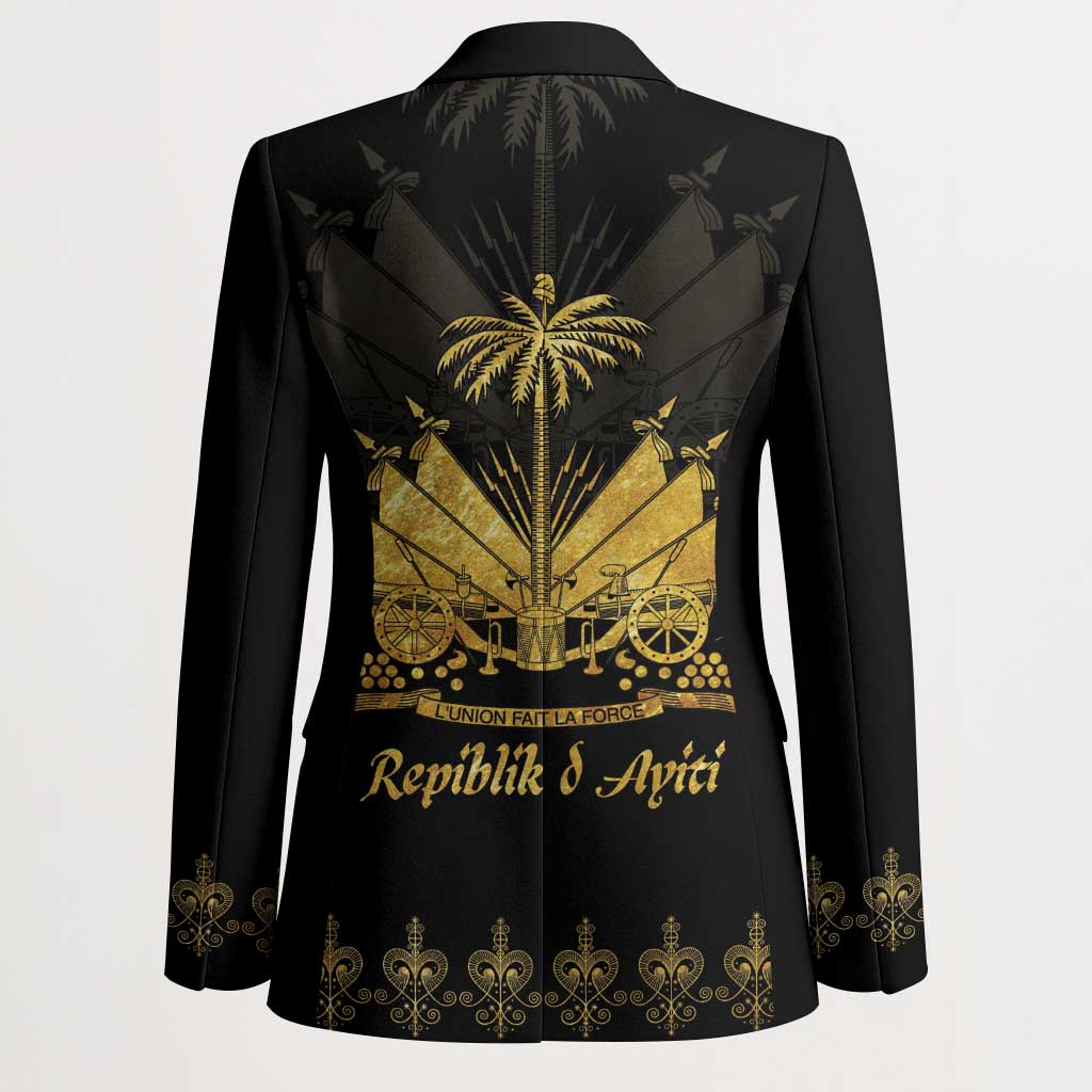 Ayiti 222nd Independence Day Anniversary Blazer Haiti Gold VeVe Pattern - Wonder Print Shop