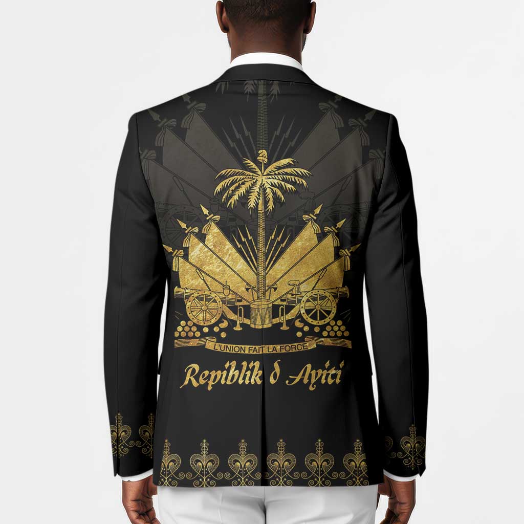 Ayiti 222nd Independence Day Anniversary Blazer Haiti Gold VeVe Pattern - Wonder Print Shop