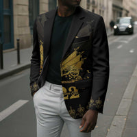 Ayiti 222nd Independence Day Anniversary Blazer Haiti Gold VeVe Pattern - Wonder Print Shop