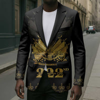 Ayiti 222nd Independence Day Anniversary Blazer Haiti Gold VeVe Pattern - Wonder Print Shop