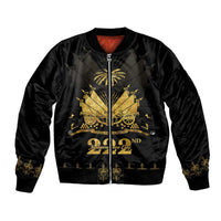 Ayiti 222nd Independence Day Anniversary Bomber Jacket Haiti Gold VeVe Pattern - Wonder Print Shop