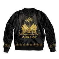 Ayiti 222nd Independence Day Anniversary Bomber Jacket Haiti Gold VeVe Pattern - Wonder Print Shop