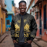 Ayiti 222nd Independence Day Anniversary Bomber Jacket Haiti Gold VeVe Pattern - Wonder Print Shop