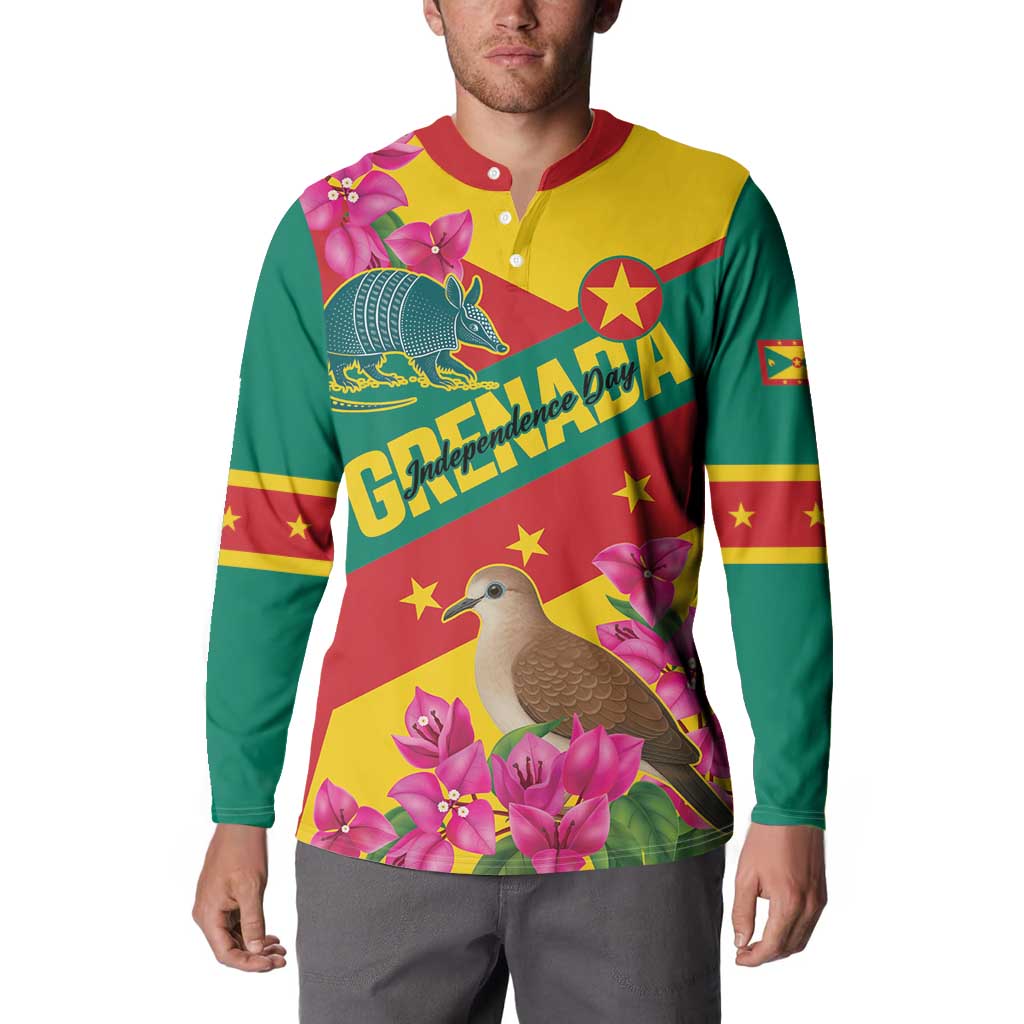 Personalized Grenada Independence Day 1974 Button Sweatshirt La Gwinad Dove Armadillo Together - Wonder Print Shop
