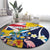 Turks and Caicos Islands Round Carpet Coat Of Arms Tropical Flowers