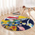 Turks and Caicos Islands Round Carpet Coat Of Arms Tropical Flowers