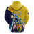 Personalised Turks and Caicos Islands Zip Hoodie Coat Of Arms Tropical Flowers