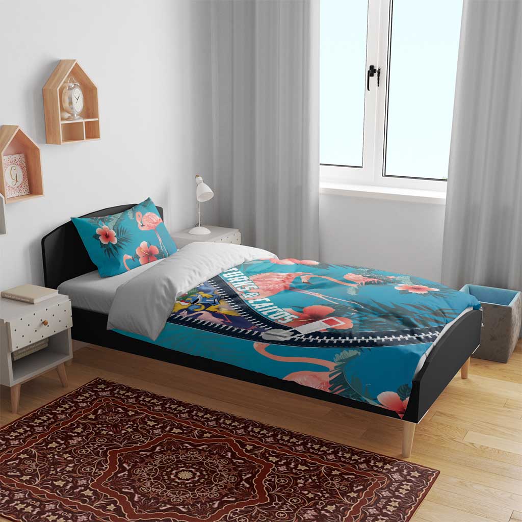 Turks and Caicos Islands Flamingo Bedding Set Zipper Stylized