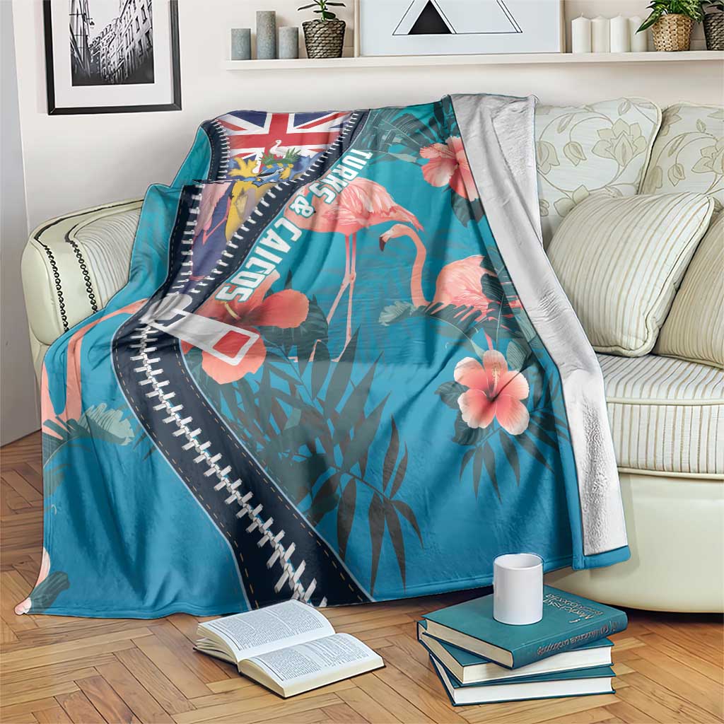 Turks and Caicos Islands Flamingo Blanket Zipper Stylized