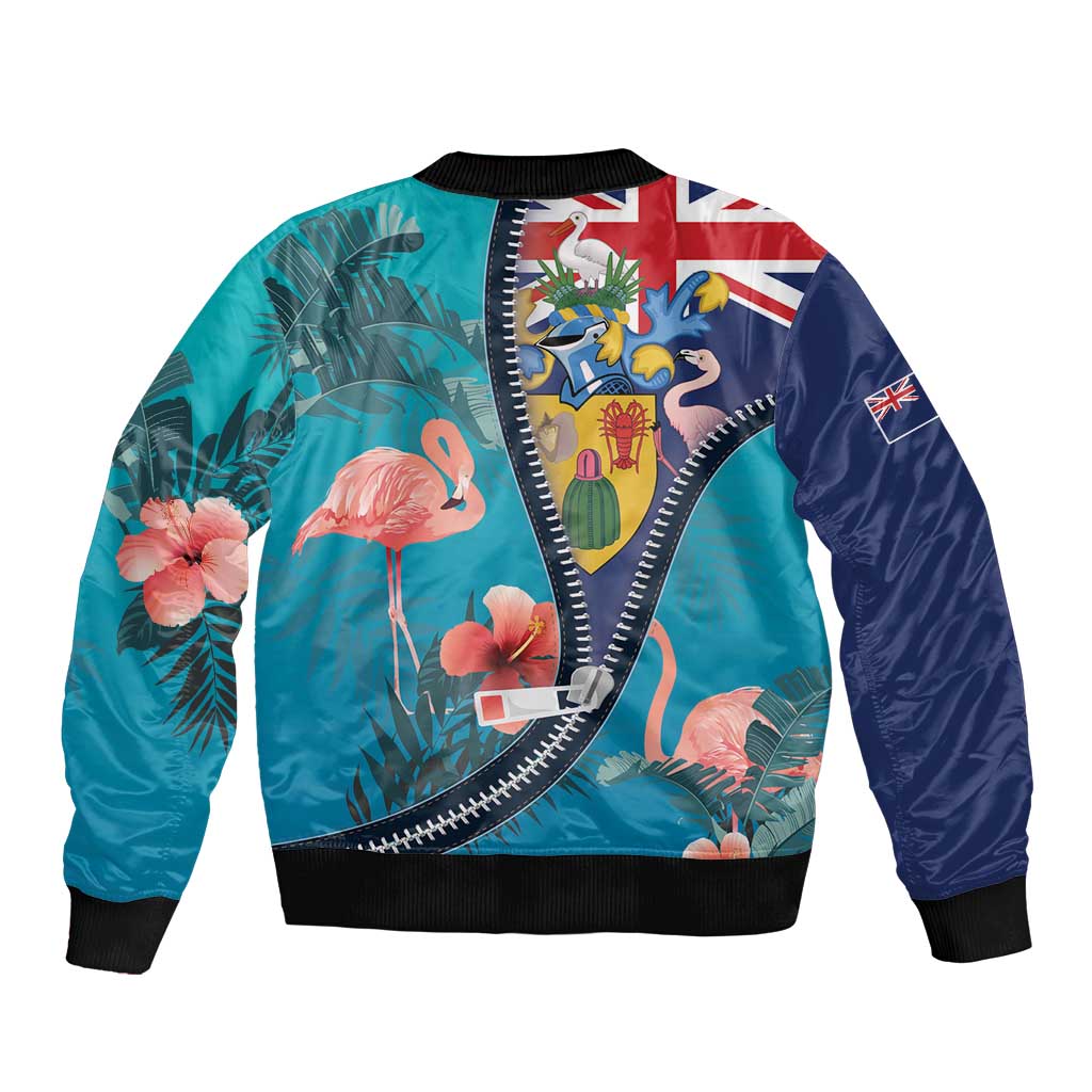 Turks and Caicos Islands Flamingo Bomber Jacket Zipper Stylized
