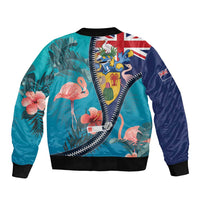 Turks and Caicos Islands Flamingo Bomber Jacket Zipper Stylized