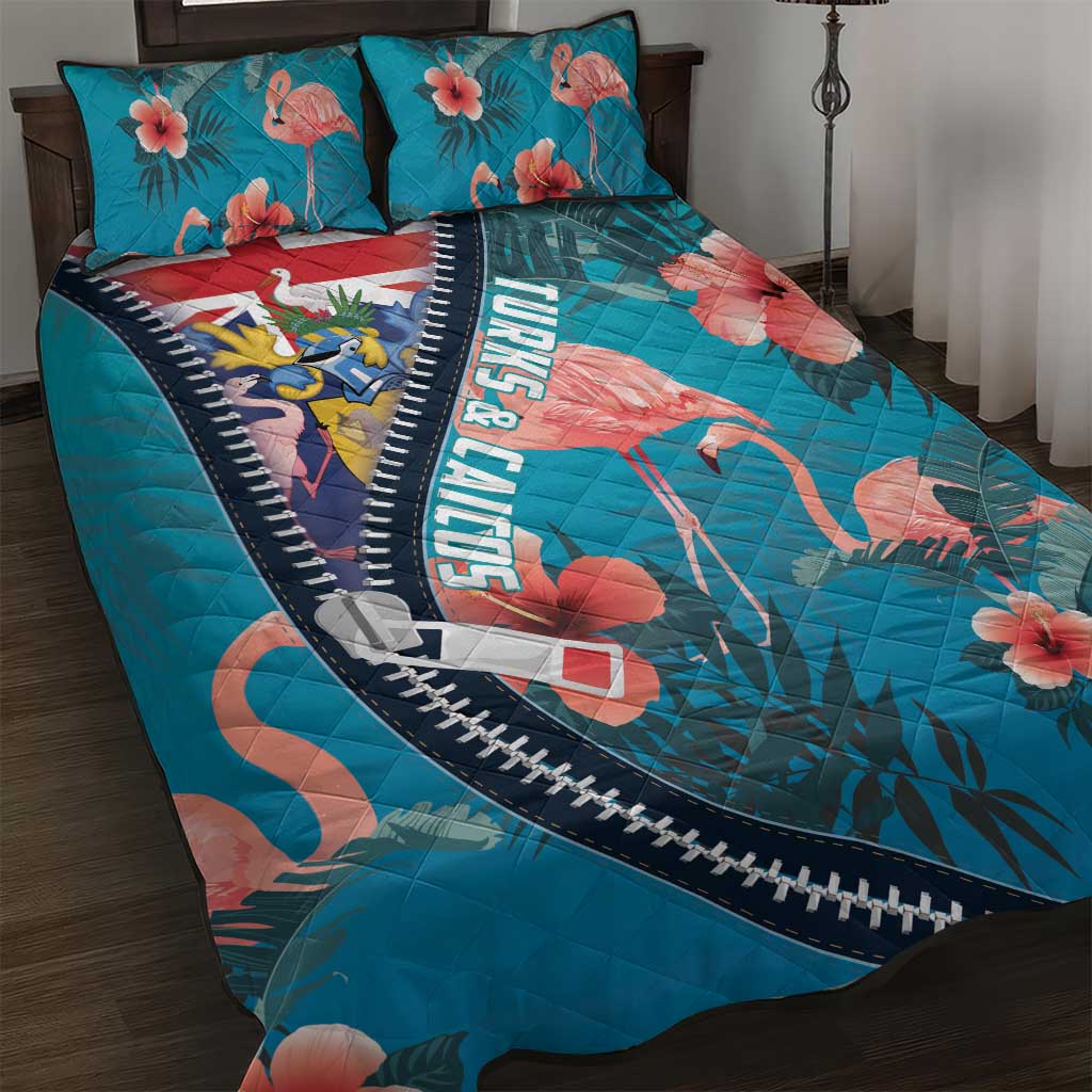 Turks and Caicos Islands Flamingo Quilt Bed Set Zipper Stylized