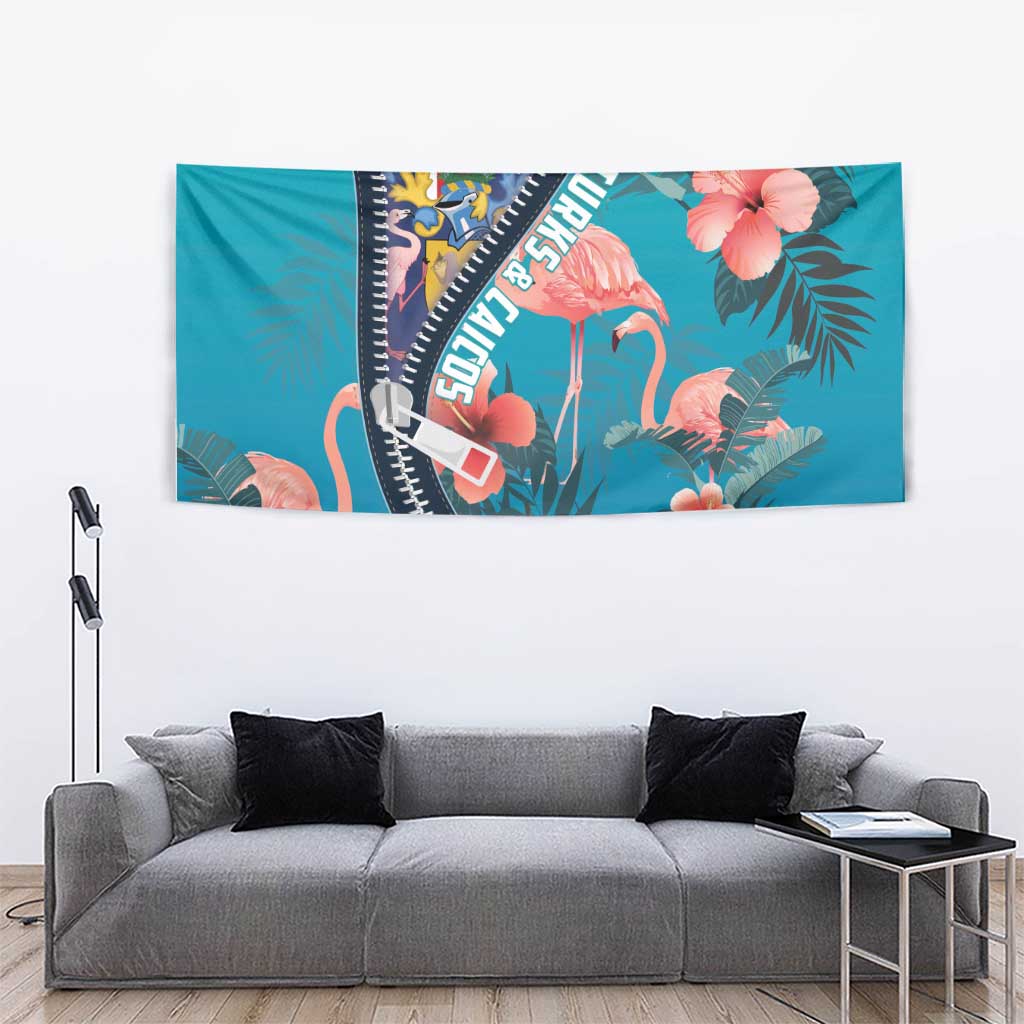 Turks and Caicos Islands Flamingo Tapestry Zipper Stylized
