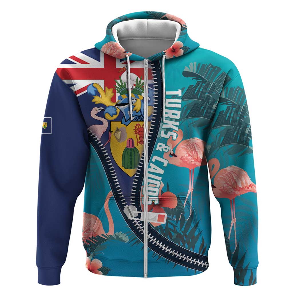 Turks and Caicos Islands Flamingo Zip Hoodie Zipper Stylized