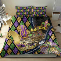 Mardi Gras Alligator Bedding Set Colorful Zipper Stylized