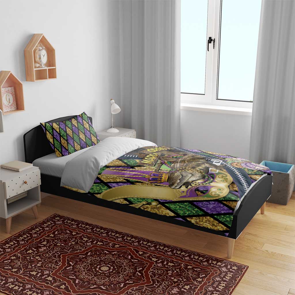 Mardi Gras Alligator Bedding Set Colorful Zipper Stylized