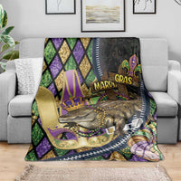 Mardi Gras Alligator Blanket Colorful Zipper Stylized
