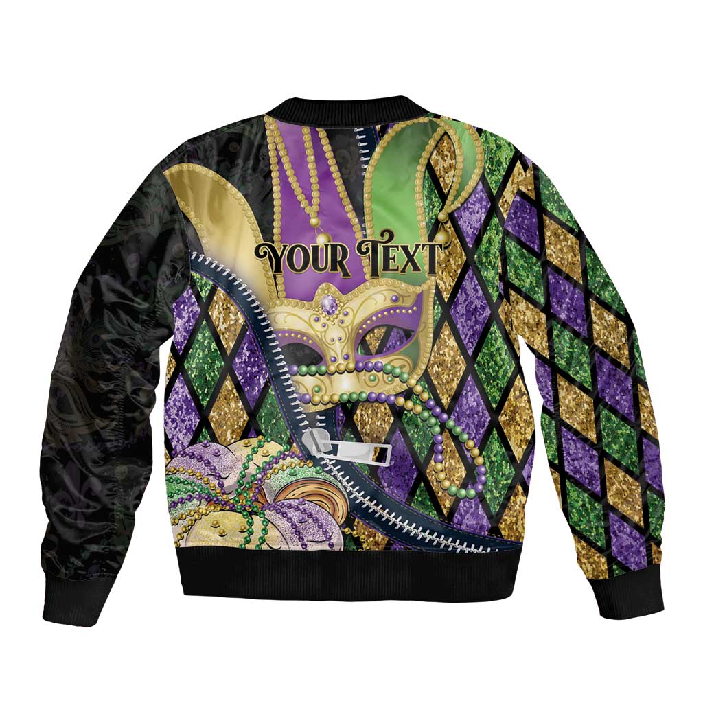Personalized Mardi Gras Alligator Bomber Jacket Colorful Zipper Stylized